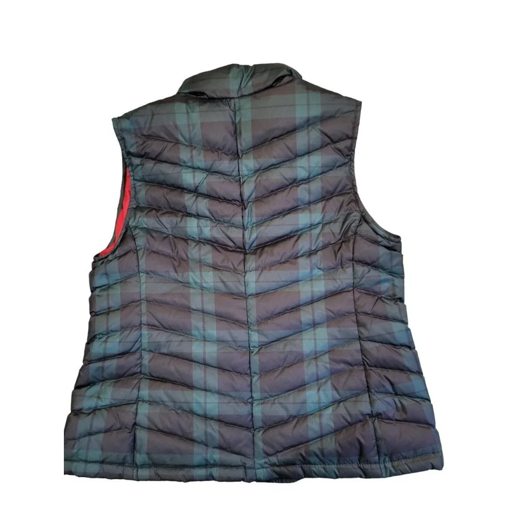 Talbots Tartan Green Blue Plaid Duck Down Filled Puffer Vest, MP, Medium… - Picture 2 of 7